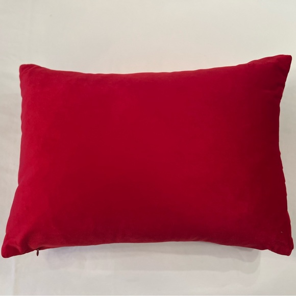Red Velvet Pleated 18" L x 8" H Accent Pillow NWOT - Picture 2 of 2